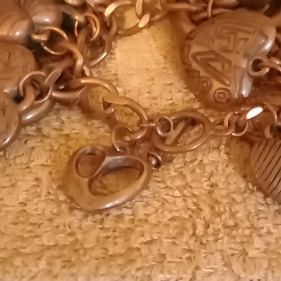 Vintage copper love charm bracelet - Picture 2 of 2